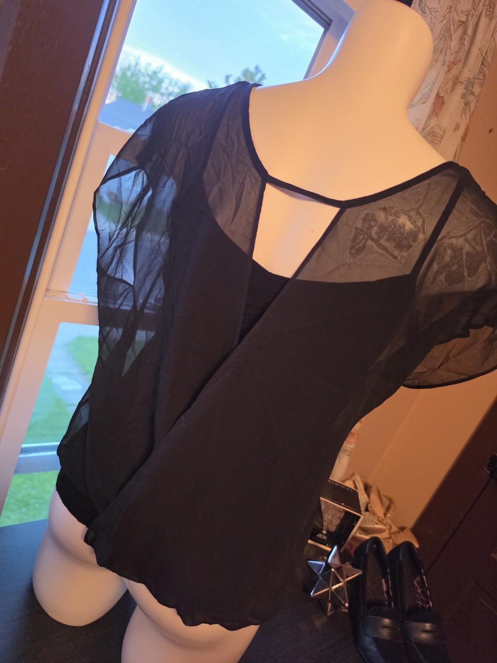 Express Black Sheer Back Blouse